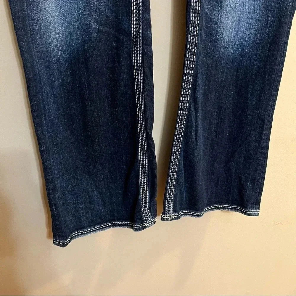 Silver Suki Surplus Jeans S224 L32 Womens Dark Wash Thick Stitched Blue Jeans - Picture 3 of 13